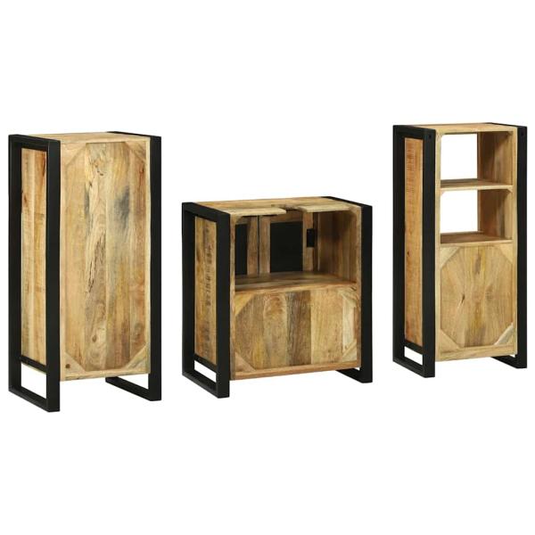 Badezimmermöbel Set mit Regal 3 pcs Braun Massives Mango-Holz