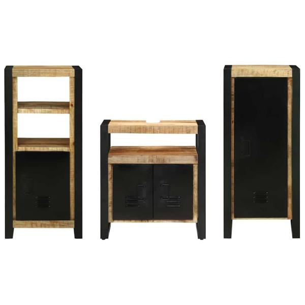Badezimmermöbel Set mit Regal 3 pcs Braun Massives Mango-Holz