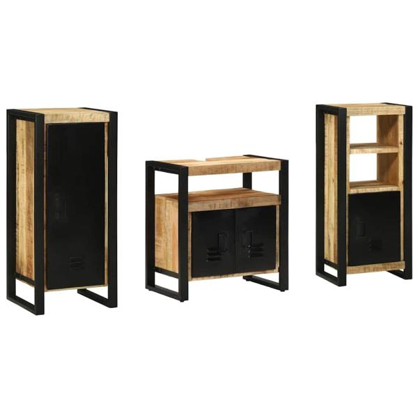 Badezimmermöbel Set mit Regal 3 pcs Braun Massives Mango-Holz
