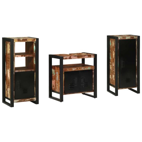 Badezimmermöbel Set 3 pcs Mehrfarbig Massives recyceltes Holz