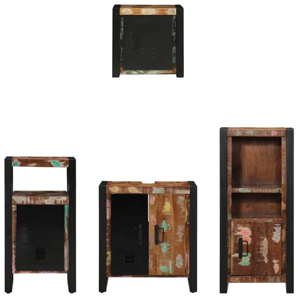 Badezimmermöbel Set 4 pcs Mehrfarbig Massives recyceltes Holz