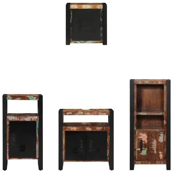 Badezimmermöbel Set 4 pcs Mehrfarbig Massives recyceltes Holz