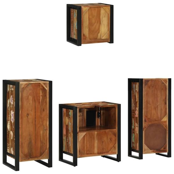 Badezimmermöbel Set 4 pcs Mehrfarbig Massives recyceltes Holz