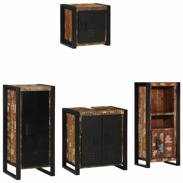 ARDEBO.de - Badezimmermöbel Set 4 pcs Mehrfarbig Massives recyceltes Holz