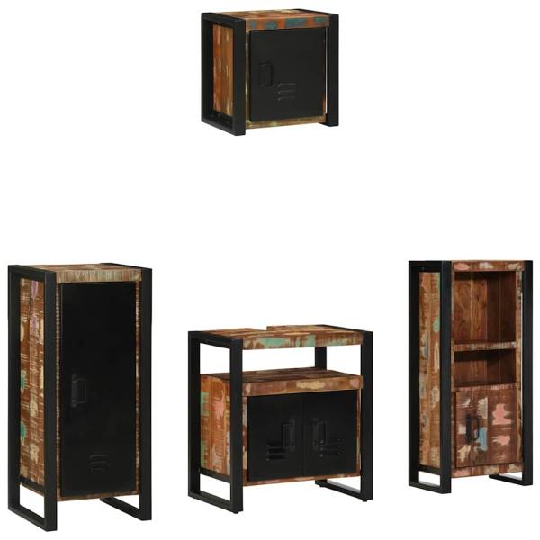 ARDEBO.de - Badezimmermöbel Set 4 pcs Mehrfarbig Massives recyceltes Holz