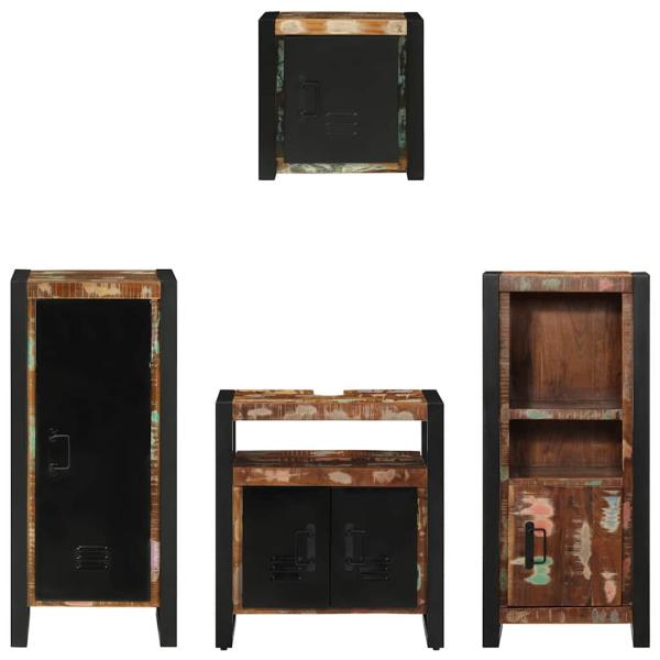 Badezimmermöbel Set 4 pcs Mehrfarbig Massives recyceltes Holz