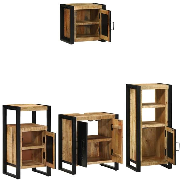 Badezimmermöbel Set mit Regal 4 pcs Braun Massives Mango-Holz