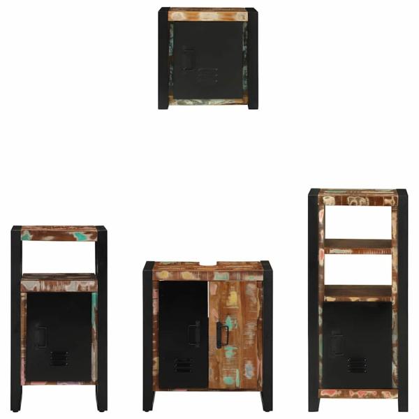 Badezimmermöbel Set 4 pcs Mehrfarbig Massives recyceltes Holz