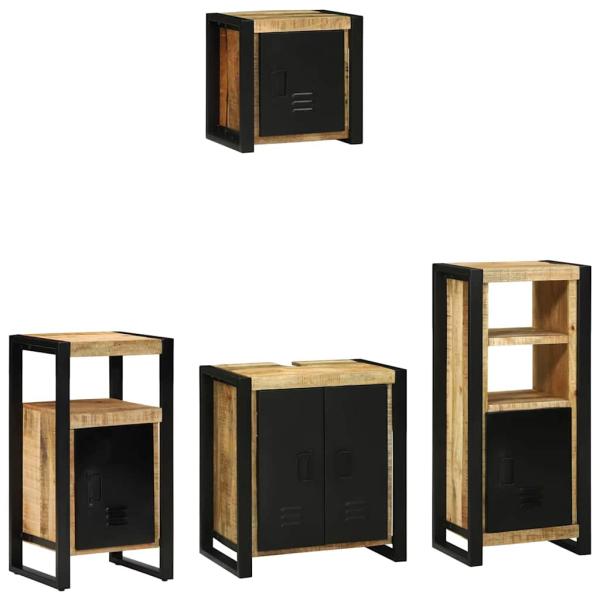 Badezimmermöbel Set mit Regal 4 pcs Braun Massives Mango-Holz