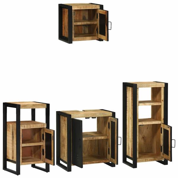 Badezimmermöbel Set mit Regal 4 pcs Braun Massives Mango-Holz