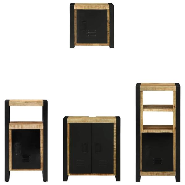 Badezimmermöbel Set mit Regal 4 pcs Braun Massives Mango-Holz