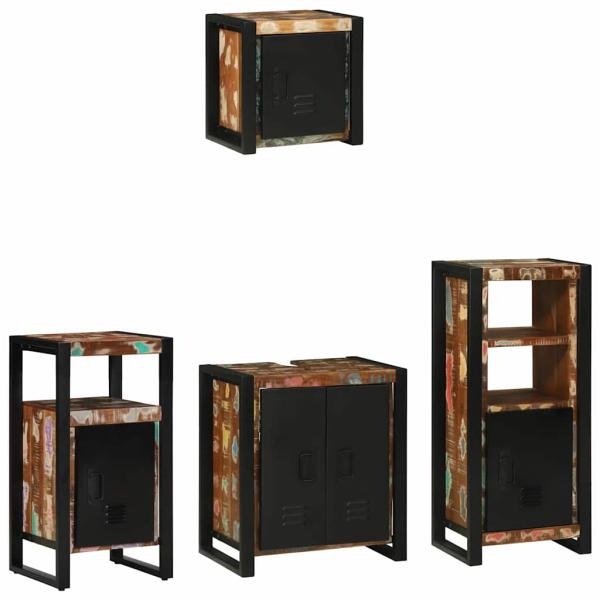 ARDEBO.de - Badezimmermöbel Set 4 pcs Mehrfarbig Massives recyceltes Holz