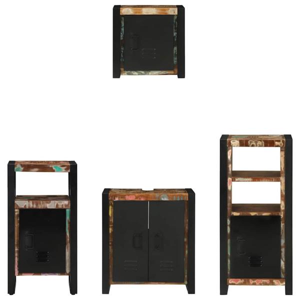 Badezimmermöbel Set 4 pcs Mehrfarbig Massives recyceltes Holz