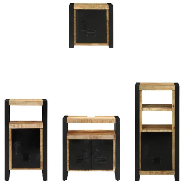 Badezimmermöbel Set mit Regal 4 pcs Braun Massives Mango-Holz