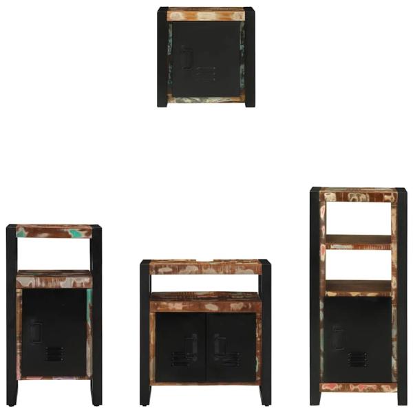 Badezimmermöbel Set 4 pcs Mehrfarbig Massives recyceltes Holz