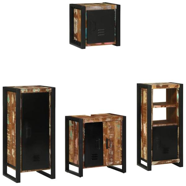 ARDEBO.de - Badezimmermöbel Set 4 pcs Mehrfarbig Massives recyceltes Holz