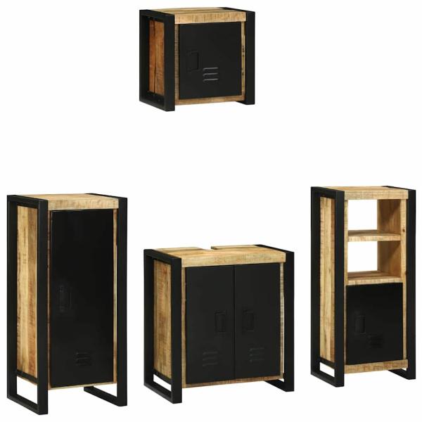 Badezimmermöbel Set mit Regal 4 pcs Braun Massives Mango-Holz