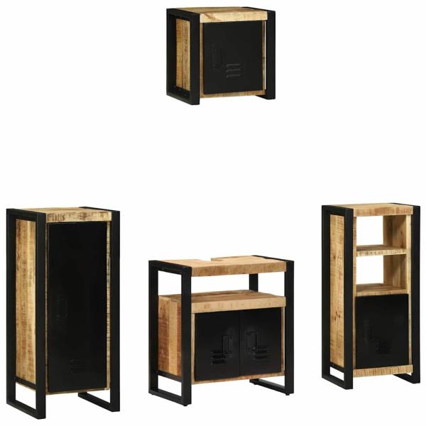 Badezimmermöbel Set mit Regal 4 pcs Braun Massives Mango-Holz