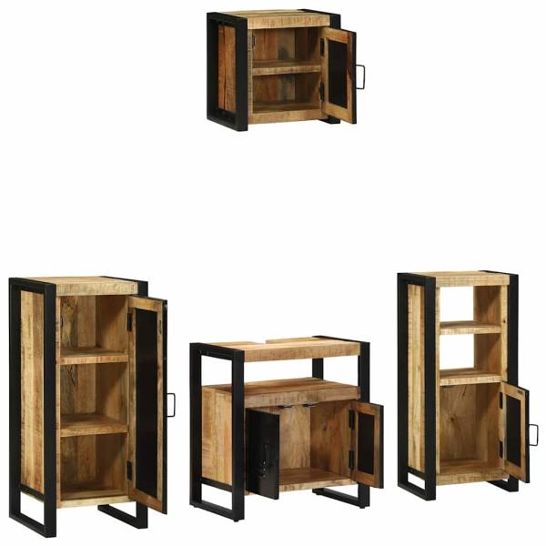 Badezimmermöbel Set mit Regal 4 pcs Braun Massives Mango-Holz