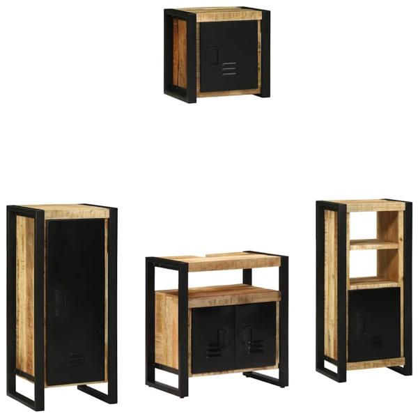 Badezimmermöbel Set mit Regal 4 pcs Braun Massives Mango-Holz