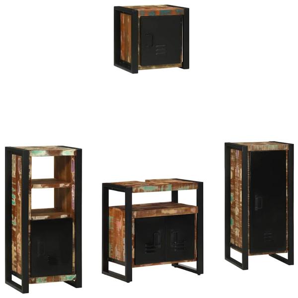 ARDEBO.de - Badezimmermöbel Set 4 pcs Mehrfarbig Massives recyceltes Holz
