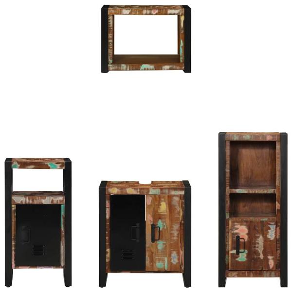 Badezimmermöbel Set 4 pcs Mehrfarbig Massives recyceltes Holz