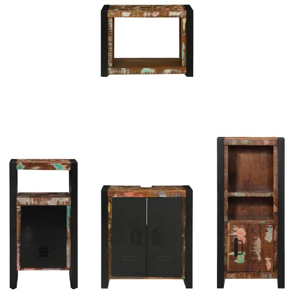 Badezimmermöbel Set 4 pcs Mehrfarbig Massives recyceltes Holz