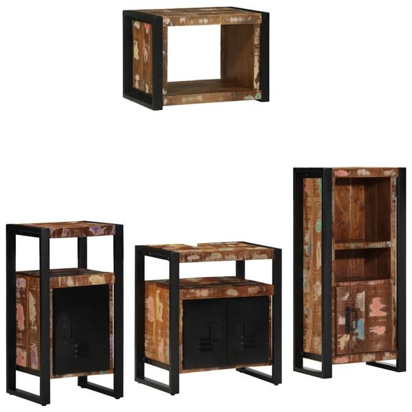 ARDEBO.de - Badezimmermöbel Set 4 pcs Mehrfarbig Massives recyceltes Holz