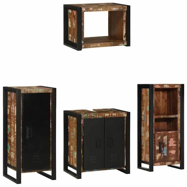 ARDEBO.de - Badezimmermöbel Set 4 pcs Mehrfarbig Massives recyceltes Holz