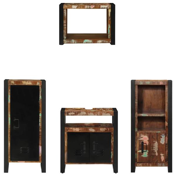 Badezimmermöbel Set 4 pcs Mehrfarbig Massives recyceltes Holz