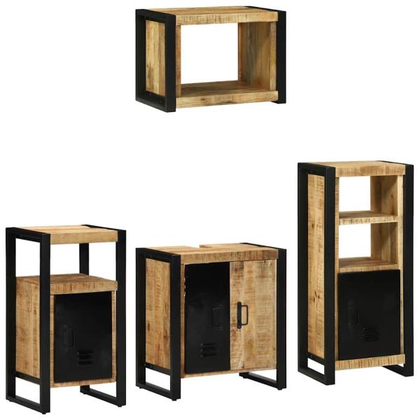 Badezimmermöbel Set mit Regal 4 pcs Braun Massives Mango-Holz