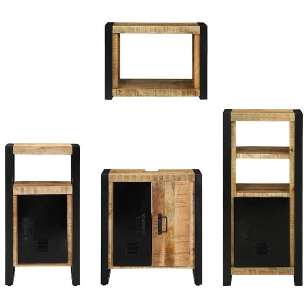 Badezimmermöbel Set mit Regal 4 pcs Braun Massives Mango-Holz