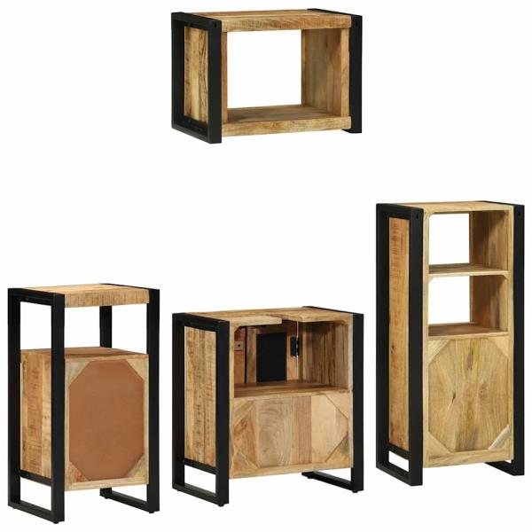 Badezimmermöbel Set mit Regal 4 pcs Braun Massives Mango-Holz