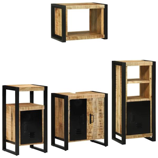 Badezimmermöbel Set mit Regal 4 pcs Braun Massives Mango-Holz