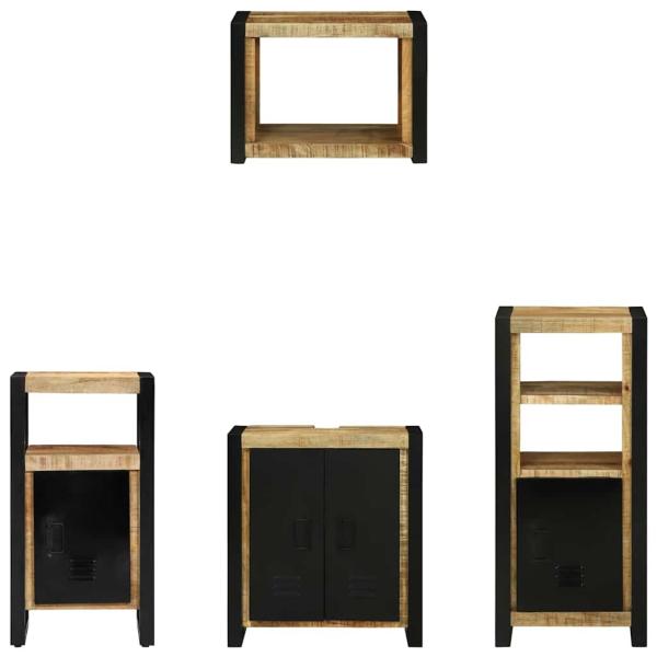 Badezimmermöbel Set mit Regal 4 pcs Braun Massives Mango-Holz