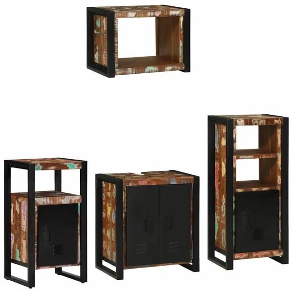 ARDEBO.de - Badezimmermöbel Set 4 pcs Mehrfarbig Massives recyceltes Holz