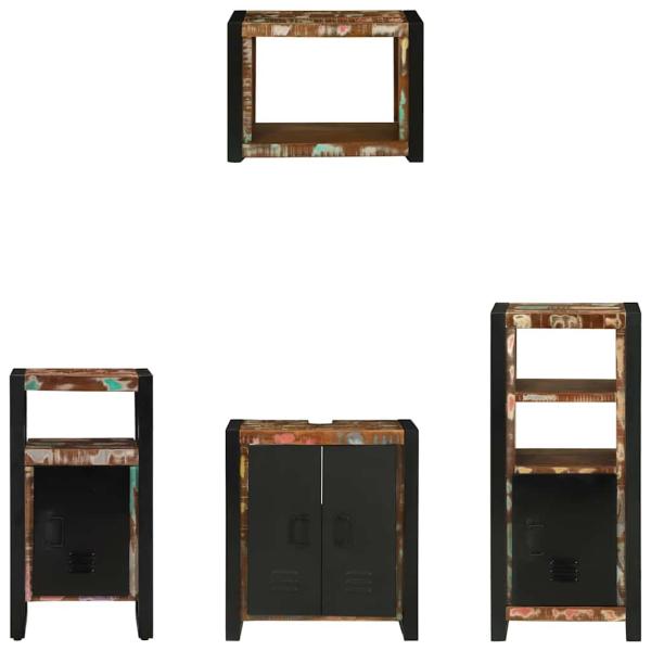 Badezimmermöbel Set 4 pcs Mehrfarbig Massives recyceltes Holz
