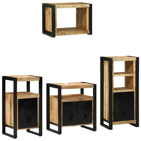Badezimmermöbel Set mit Regal 4 pcs Braun Massives Mango-Holz