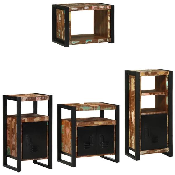 Badezimmermöbel Set 4 pcs Mehrfarbig Massives recyceltes Holz