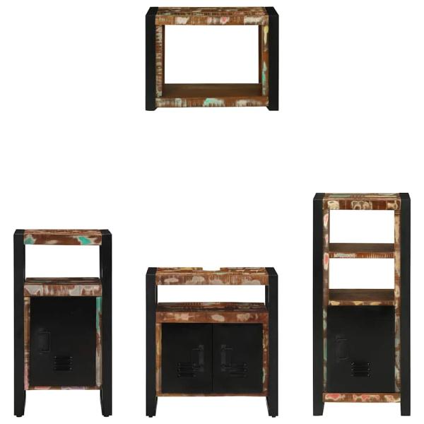 Badezimmermöbel Set 4 pcs Mehrfarbig Massives recyceltes Holz