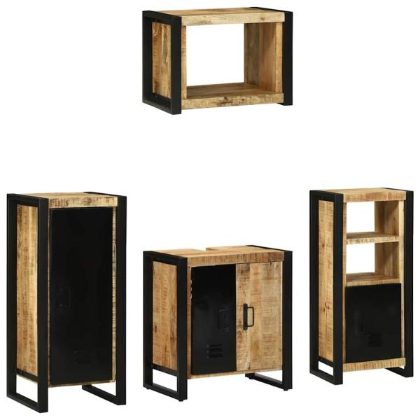 Badezimmermöbel Set mit Regal 4 pcs Braun Massives Mango-Holz