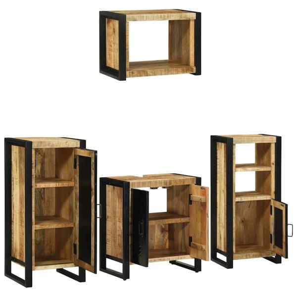 Badezimmermöbel Set mit Regal 4 pcs Braun Massives Mango-Holz