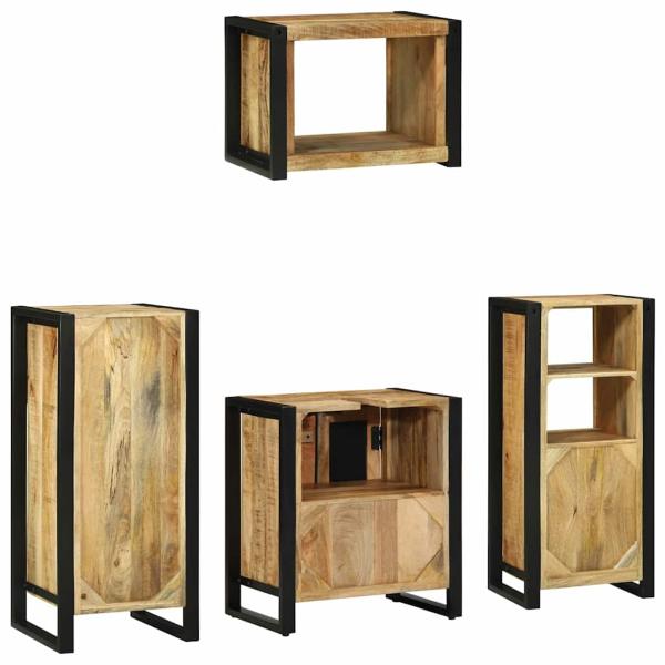 Badezimmermöbel Set mit Regal 4 pcs Braun Massives Mango-Holz
