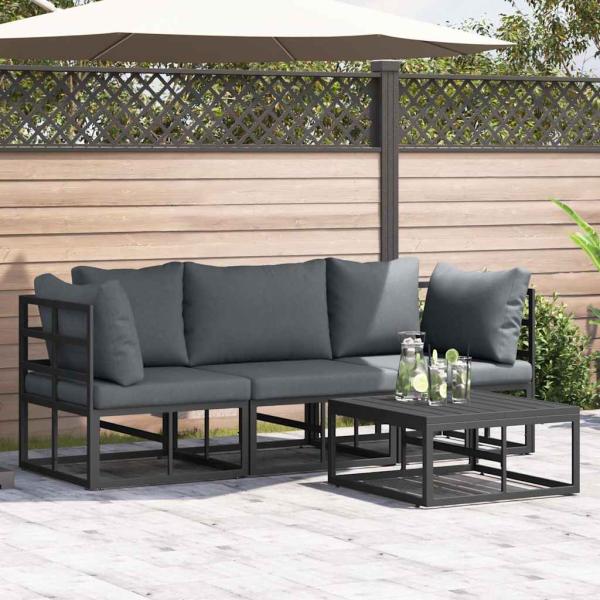 ARDEBO.de - Garten-Sofa-Set 4 pcs Schwarz 70 x 70 x 32 cm Aluminium