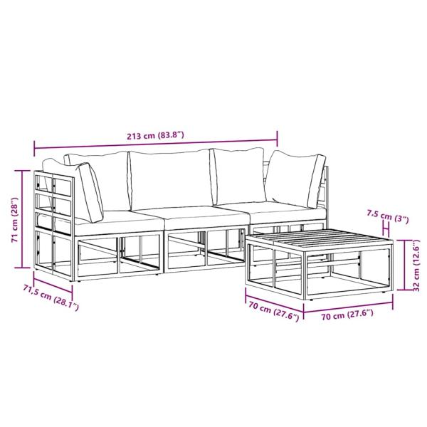 Garten-Sofa-Set 4 pcs Schwarz 70 x 70 x 32 cm Aluminium