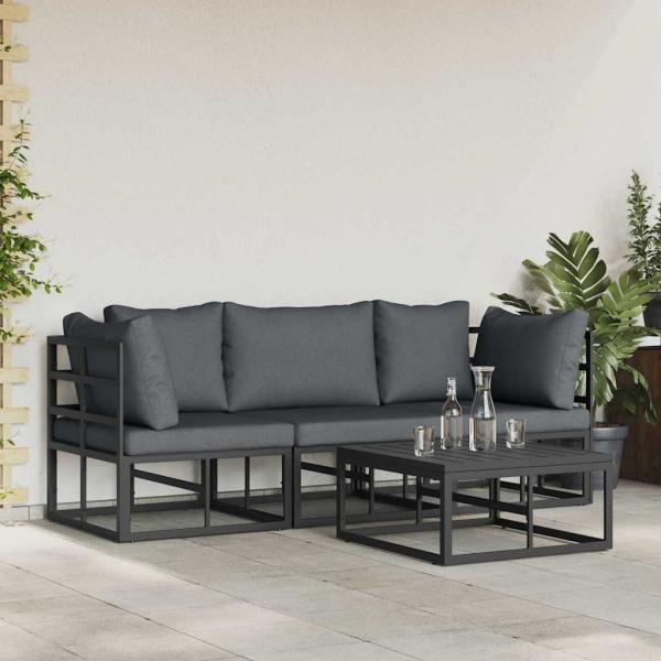 Garten-Sofa-Set 4 pcs Schwarz 70 x 70 x 32 cm Aluminium