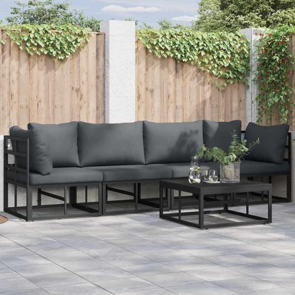 ARDEBO.de - Garten-Sofa-Set 4 pcs Schwarz 283 x 71.5 x 71 cm Aluminium