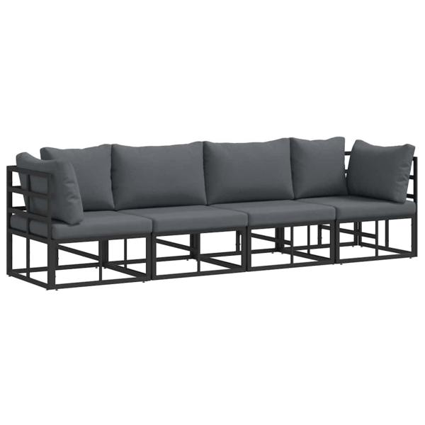 Garten-Sofa-Set 4 pcs Schwarz 283 x 71.5 x 71 cm Aluminium