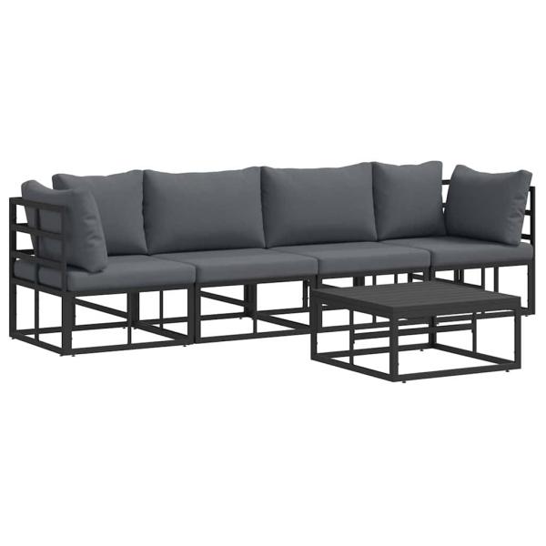 Garten-Sofa-Set 5 pcs Schwarz 70 x 70 x 32 cm Aluminium