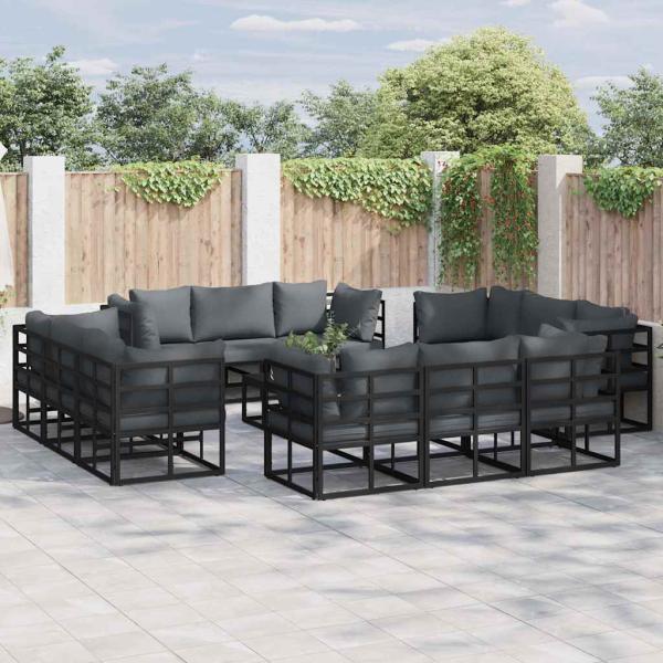 ARDEBO.de - Garten-Sofa-Set 12 pcs Schwarz 213 x 71.5 x 71 cm Aluminium